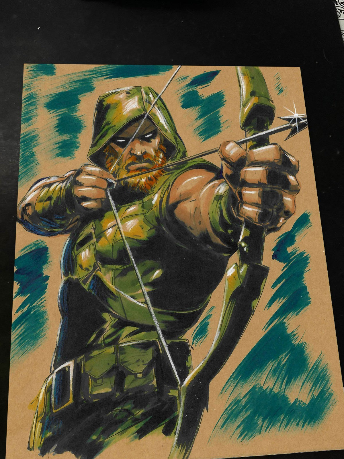 Green Arrow Art Print Signed 8.5x11 | Art by Keyeske