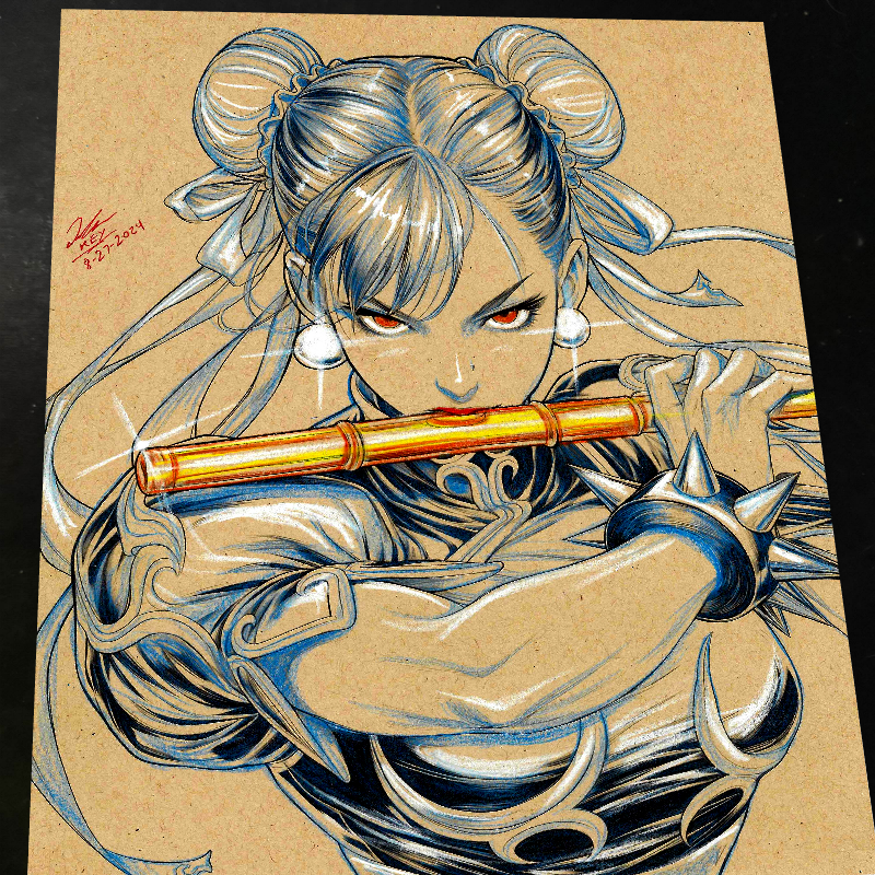 Chun Li Street Fighter Art Print Signed 8.5x11 | Art by Keyeske