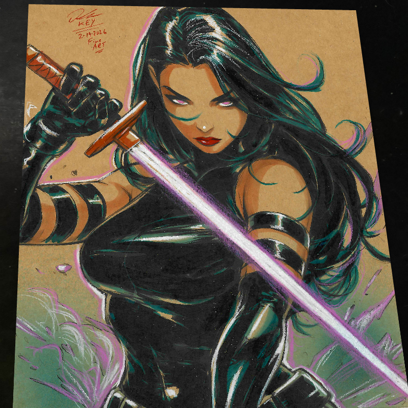 Psylocke Art Print Signed 8.5x11 | Art by Keyeske