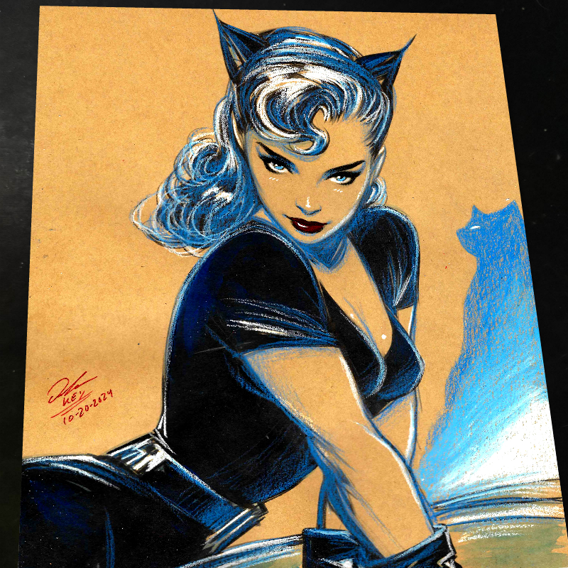 Catwoman Art Print Signed 8.5x11 | Art by Keyeske