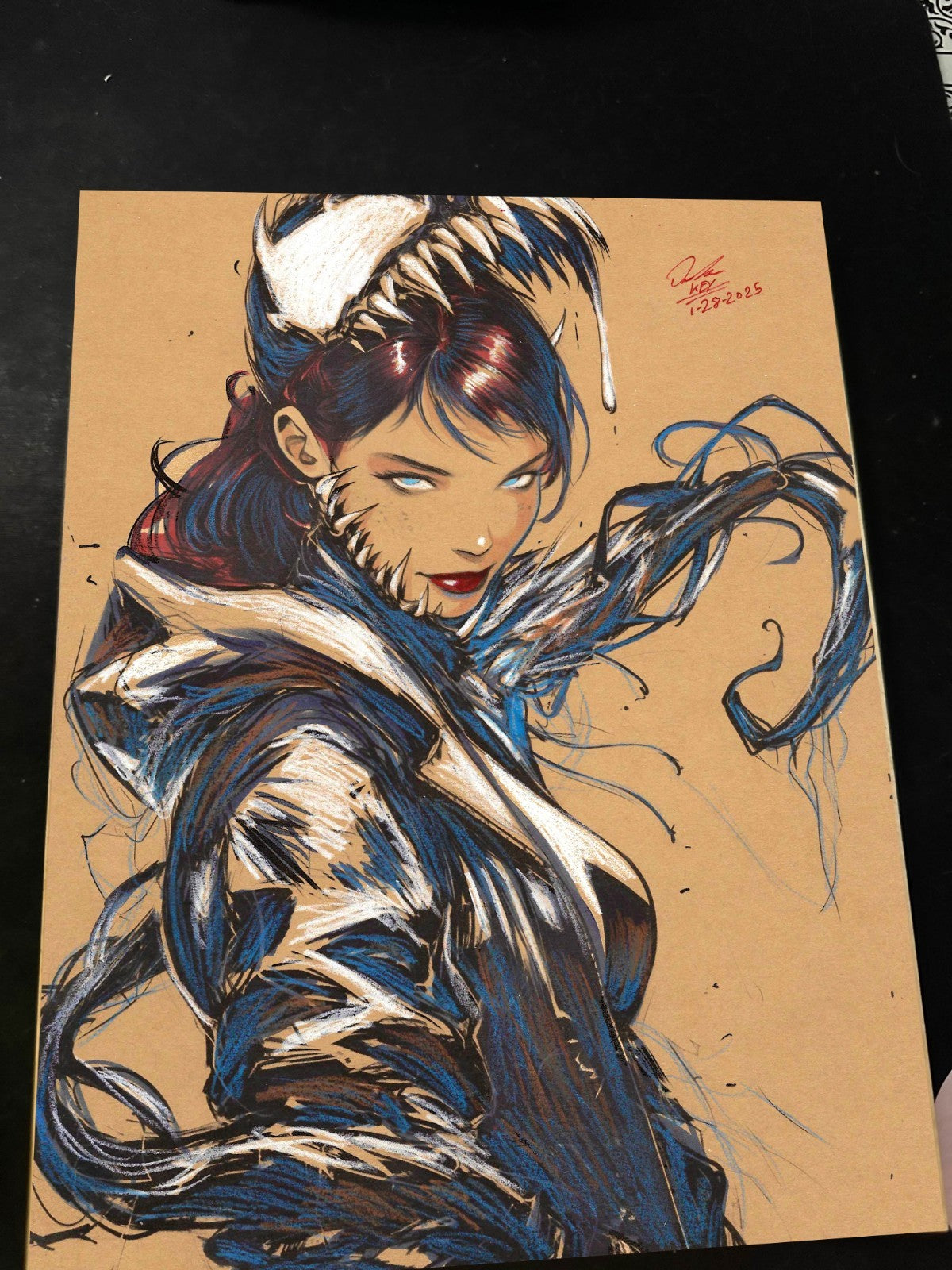 Mary Jane x Venom Art Print Signed 8.5x11 | Art by Keyeske