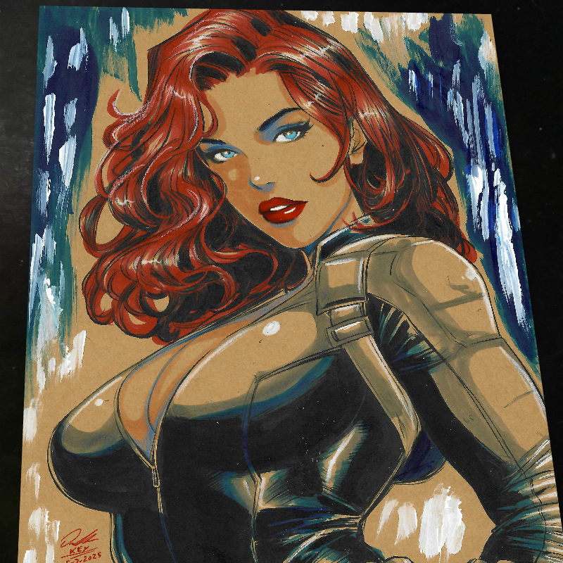 Black Widow Marvel Red Hair Close-Up Art Print Signed 8.5x11 | Art by Keyeske