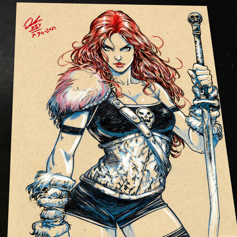 Red Sonja Art Print Signed 8.5x11 | Art by Keyeske