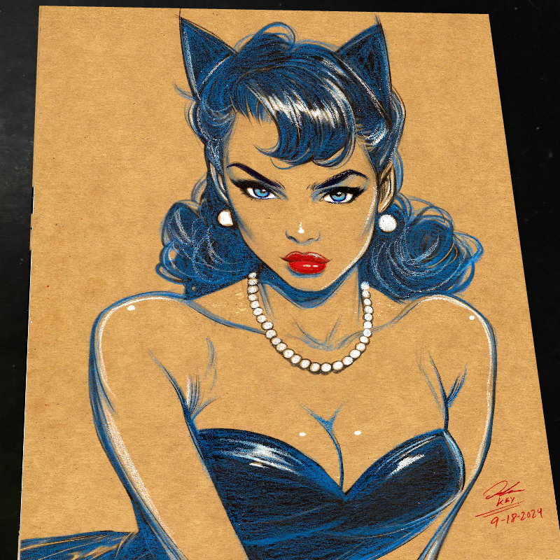 Catwoman Art Print Signed 8.5x11 | Art by Keyeske