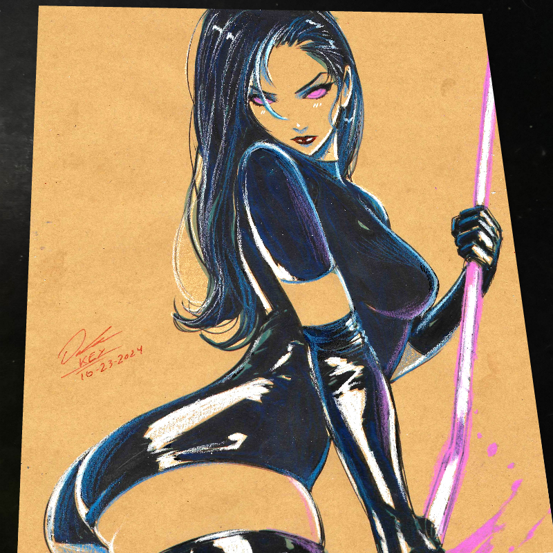 Psylocke Art Print Signed 8.5x11 | Art by Keyeske