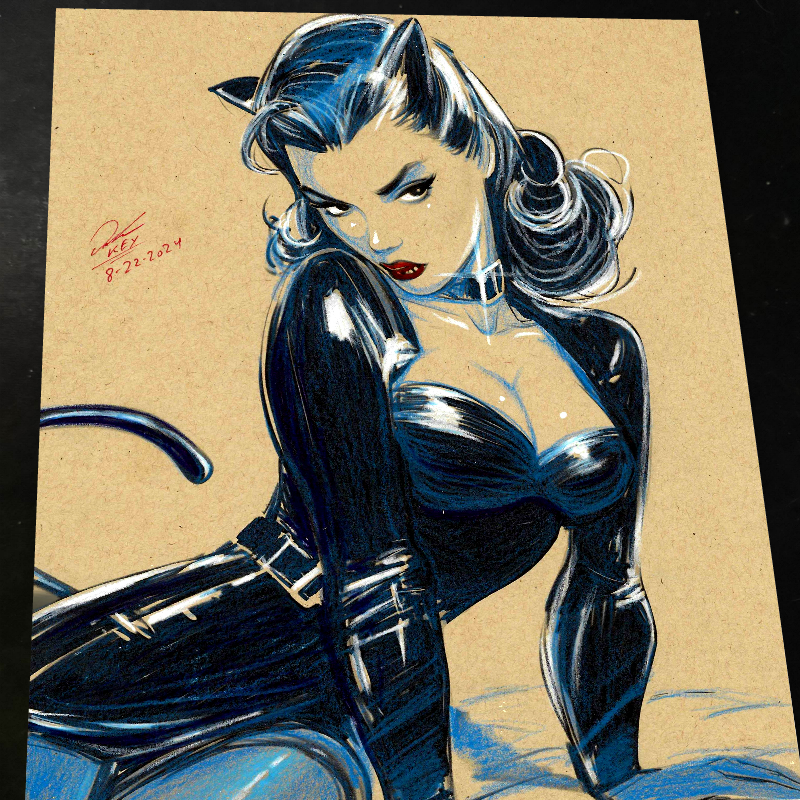 Catwoman Art Print Signed 8.5x11 | Art by Keyeske