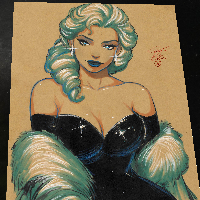 Elsa Frozen Art Print Signed 8.5x11 | Art by Keyeske
