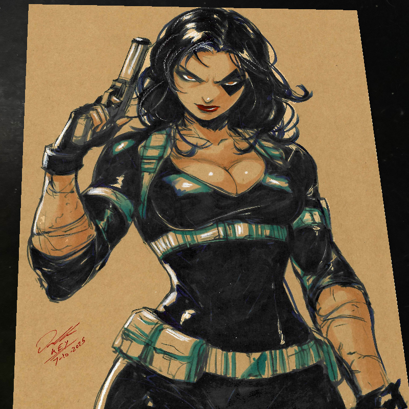 Domino X-Men Art Print Signed 8.5x11 | Art by Keyeske