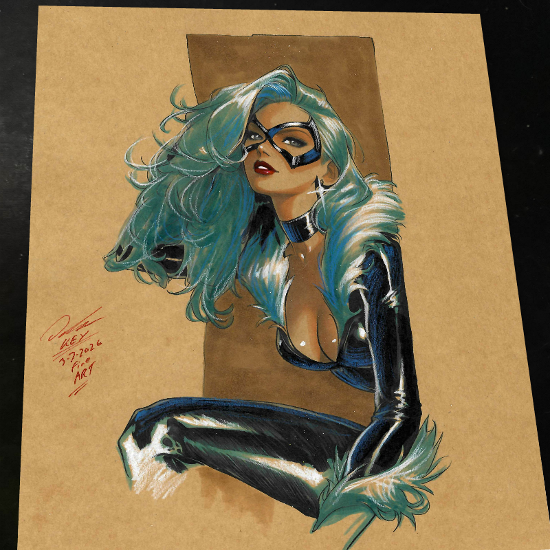 Black Cat Art Print Signed 8.5x11 | Art by Keyeske
