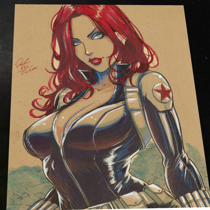 Black Widow Art Print Signed 8.5x11 | Art by Keyeske