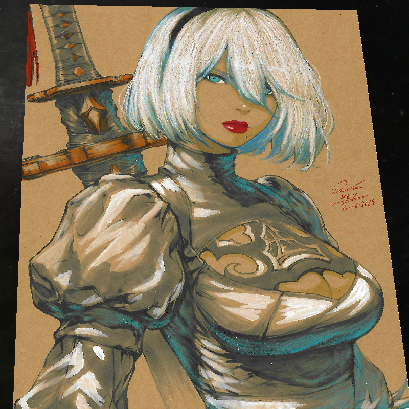 Nier Automata Art Print Signed 8.5x11 | Art by Keyeske