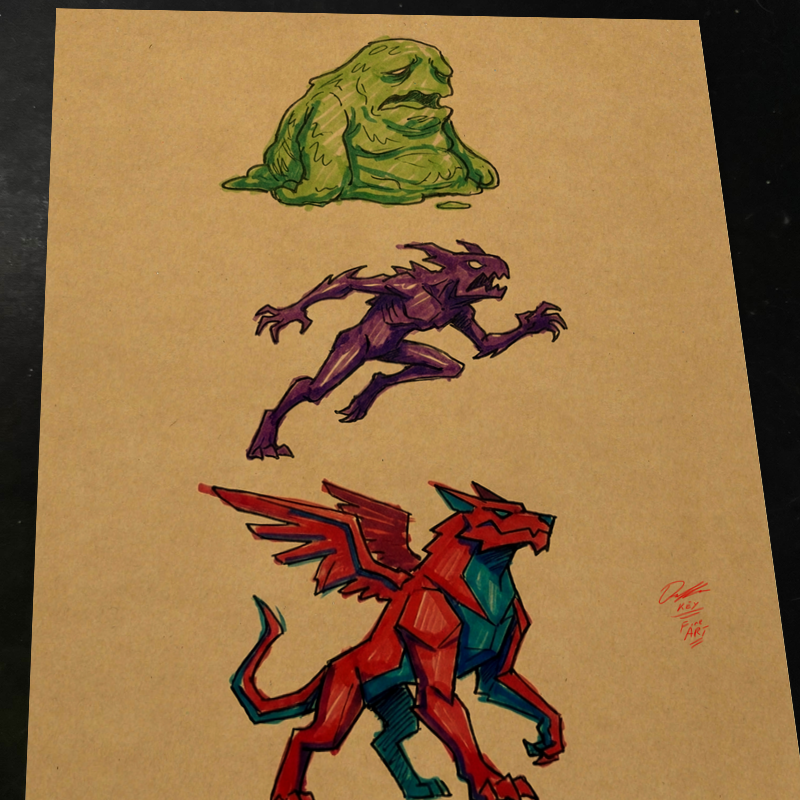 Monster Original Art Print Signed 8.5x11 | Art by Keyeske