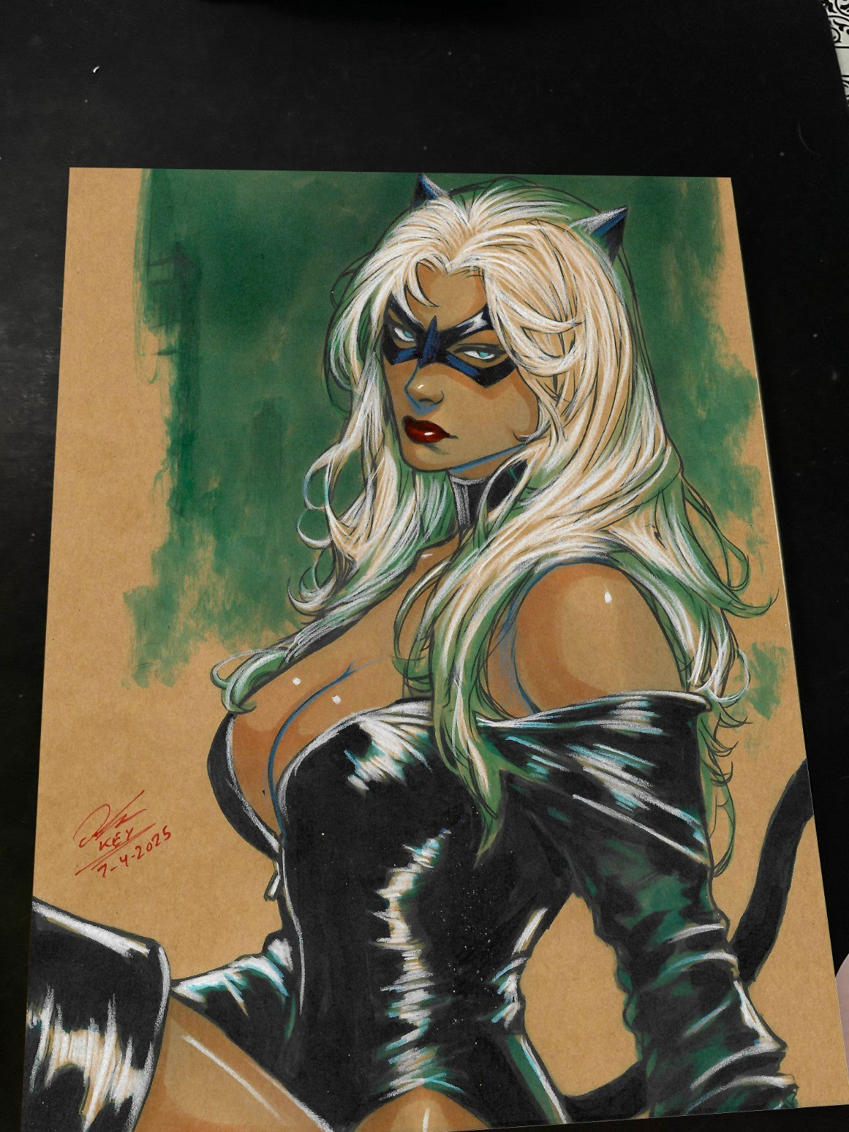 Black Cat Art Print Signed 8.5x11 | Art by Keyeske
