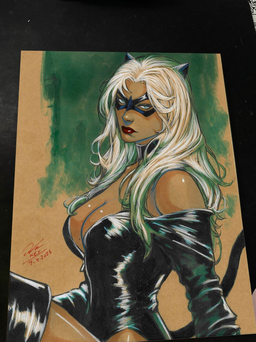 Black Cat Art Print Signed 8.5x11 | Art by Keyeske