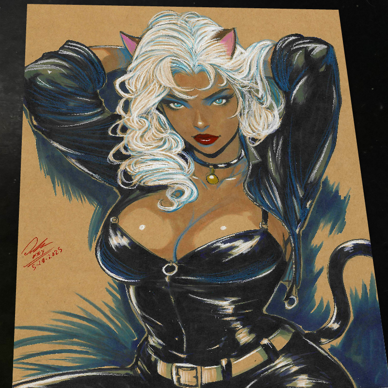 Black Cat Art Print Signed 8.5x11 | Art by Keyeske