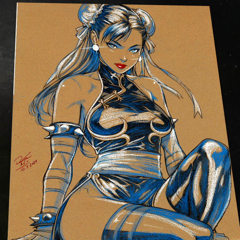 Chun Li Street Fighter Art Print Signed 8.5x11 | Art by Keyeske