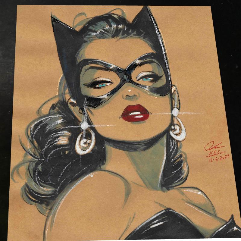 Catwoman Art Print Signed 8.5x11 | Art by Keyeske