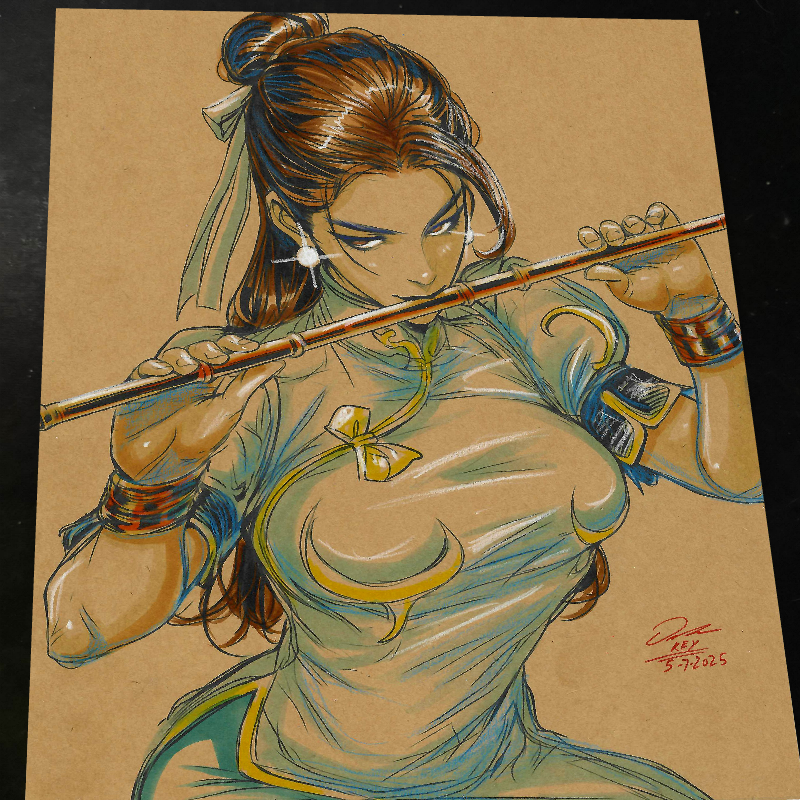 Chun Li Street Fighter Art Print Signed 8.5x11 | Art by Keyeske