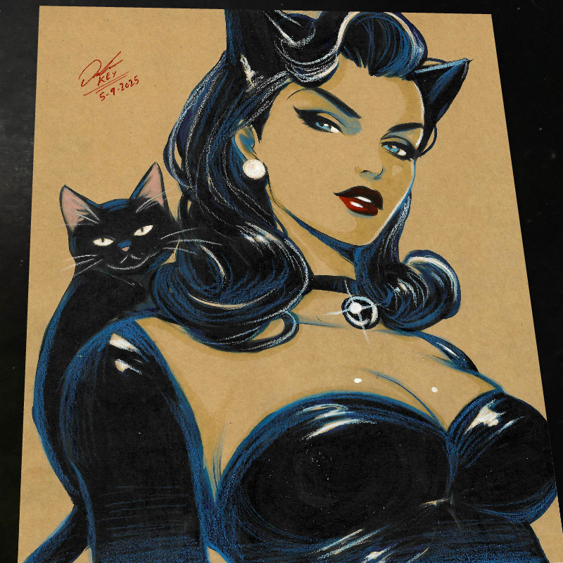 Catwoman Art Print Signed 8.5x11 | Art by Keyeske