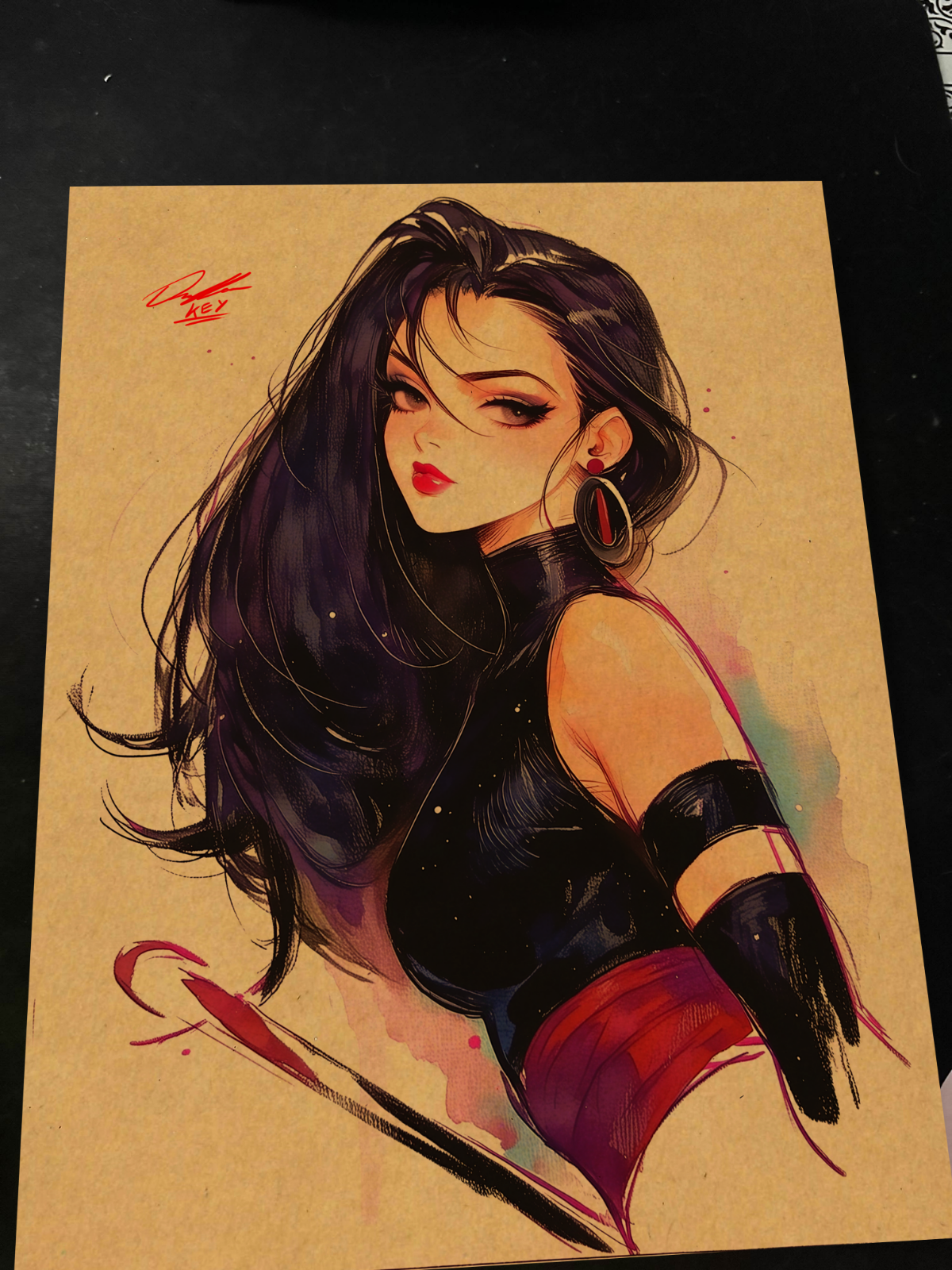 Psylocke Art Print Signed 8.5x11 | Art by Keyeske