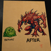 Monster Original Art Print Signed 8.5x11 | Art by Keyeske
