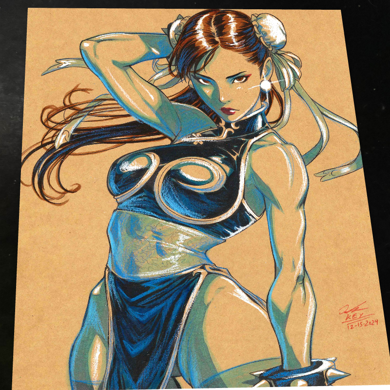 Chun Li Street Fighter Art Print Signed 8.5x11 | Art by Keyeske