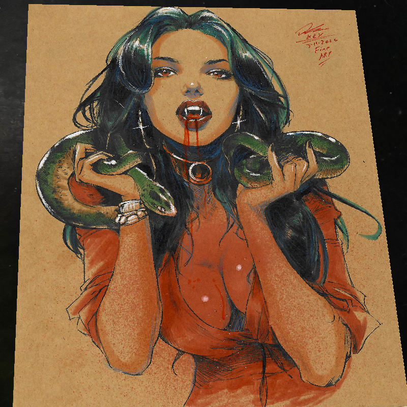 Vampirella Art Print Signed 8.5x11 Art by Keyeske