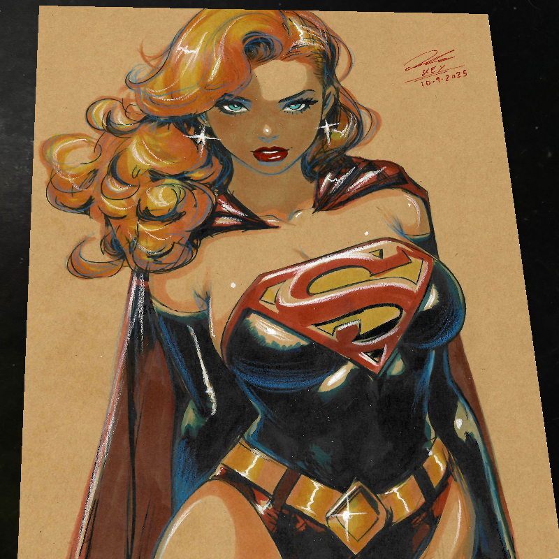 Supergirl DC Art Print Signed 8.5x11 | Art by Keyeske