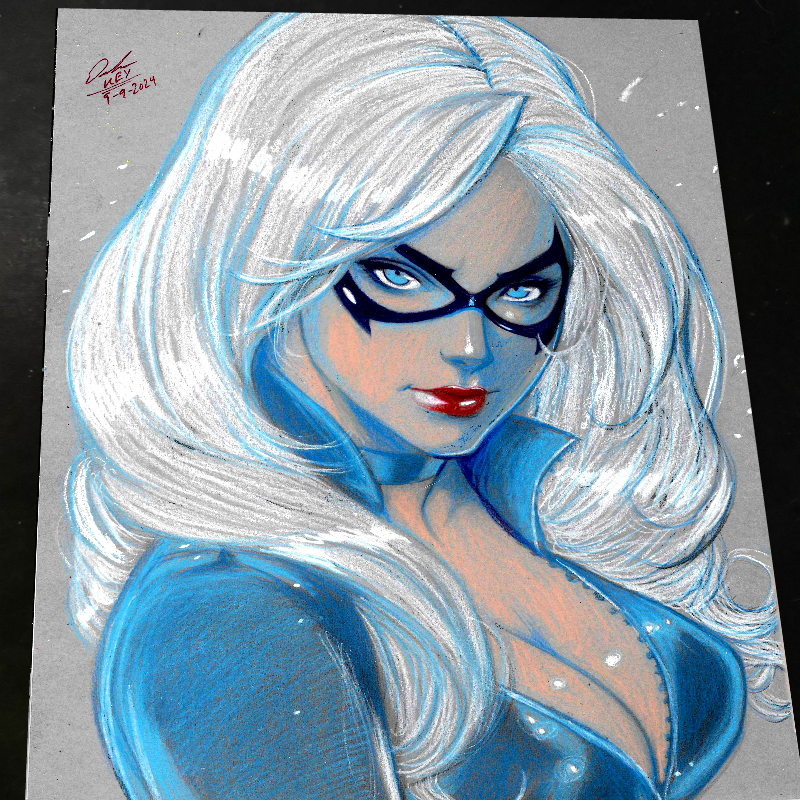 Black Cat Art Print Signed 8.5x11 | Art by Keyeske