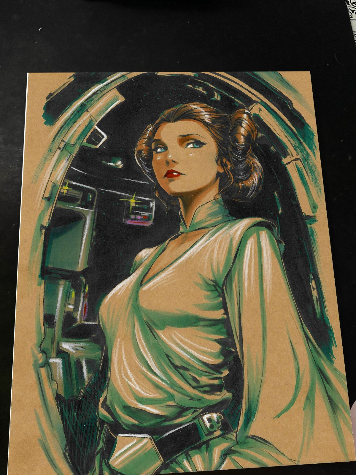 Princess Leia Art Print Signed 8.5x11 | Art by Keyeske