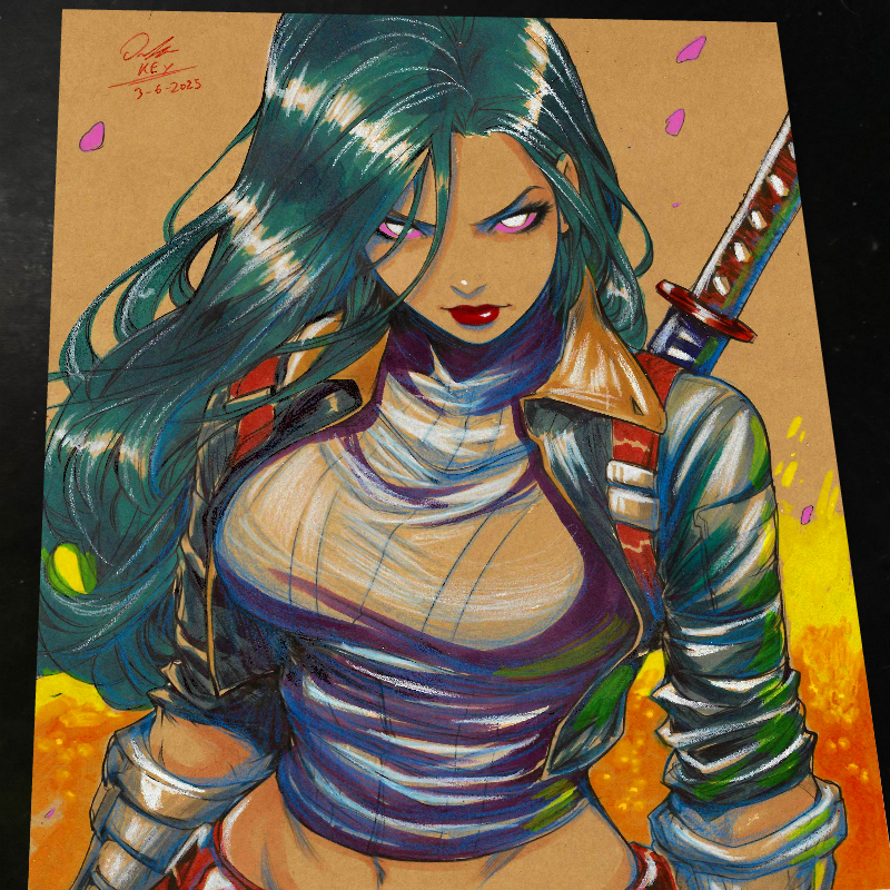 Psylocke - Marvel art print by Keyeske