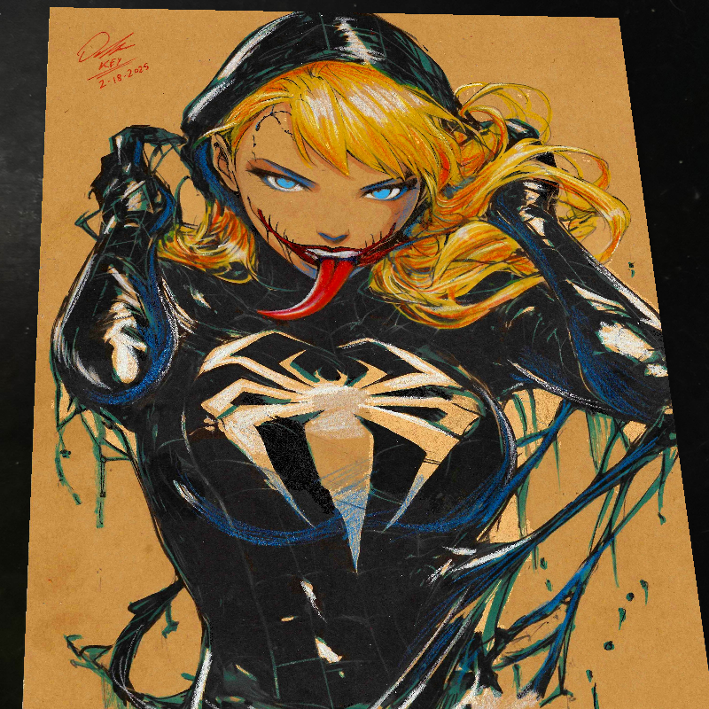 Gwen Stacy x Venom Art Print Signed 8.5x11 | Art by Keyeske