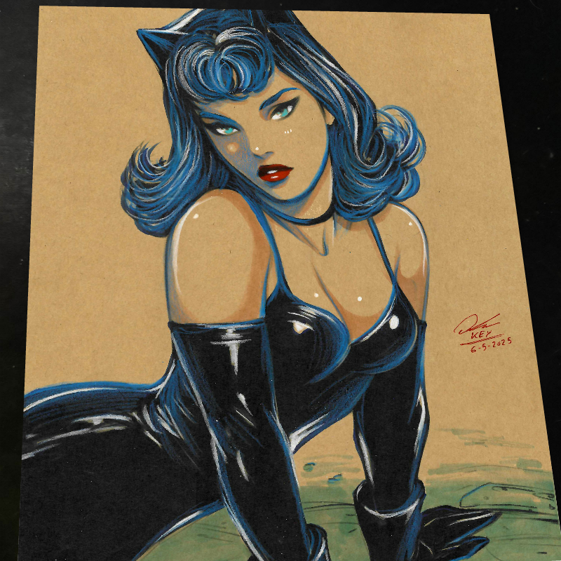 Catwoman Art Print Signed 8.5x11 | Art by Keyeske