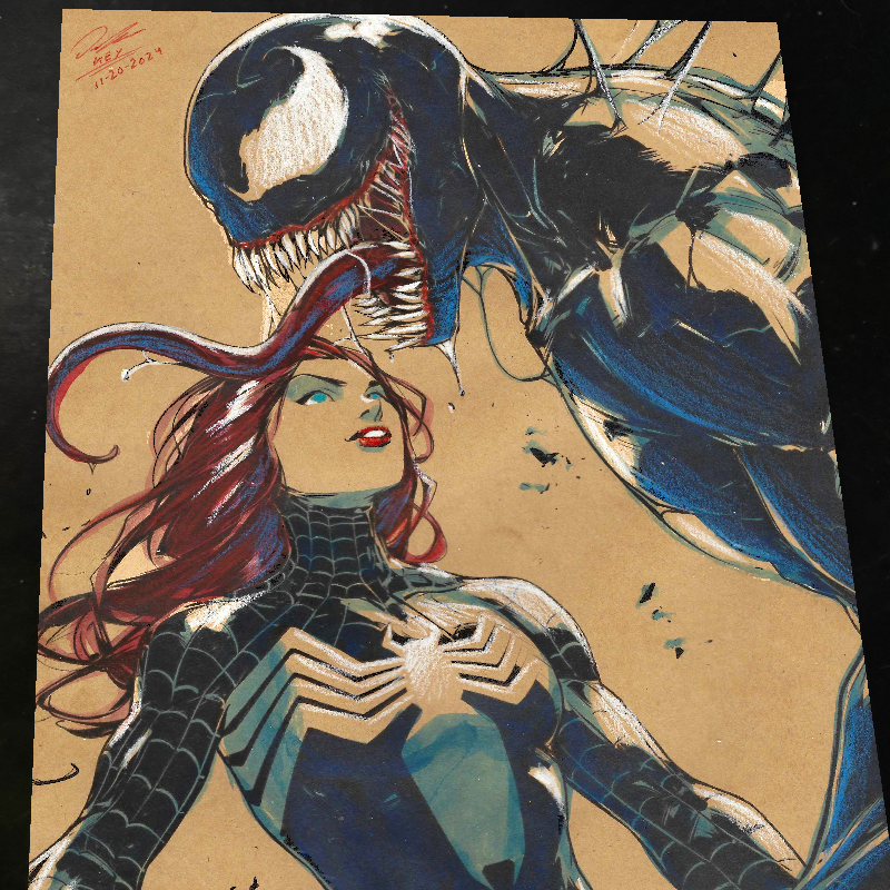 Mary Jane x Venom Art Print Signed 8.5x11 | Art by Keyeske