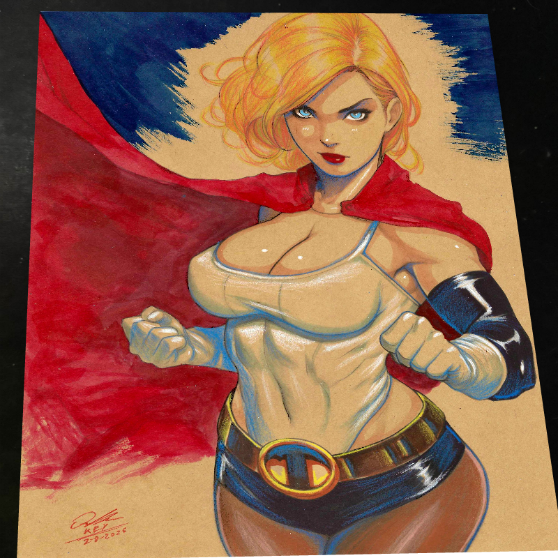 Power Girl Art Print Signed 8.5x11 | Art by Keyeske