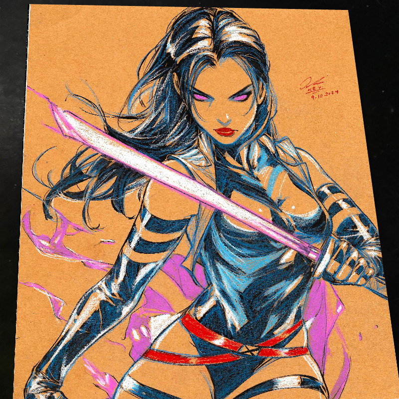 Psylocke Art Print Signed 8.5x11 | Art by Keyeske