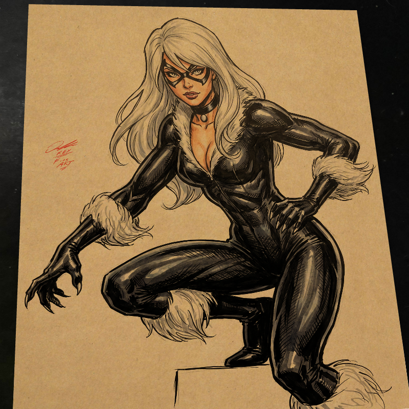 Black Cat Art Print Signed 8.5x11 | Art by Keyeske