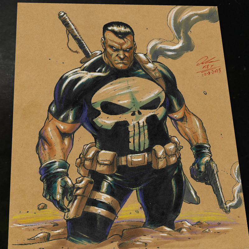 Punisher Art Print Signed 8.5x11 | Art by Keyeske