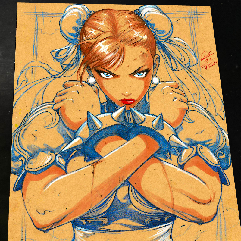 Chun Li Street Fighter Art Print Signed 8.5x11 | Art by Keyeske