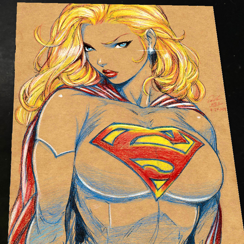 Supergirl DC Art Print Signed 8.5x11 | Art by Keyeske