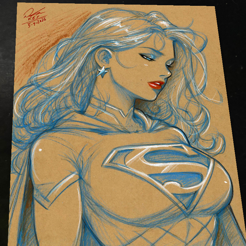 Supergirl DC Art Print Signed 8.5x11 | Art by Keyeske