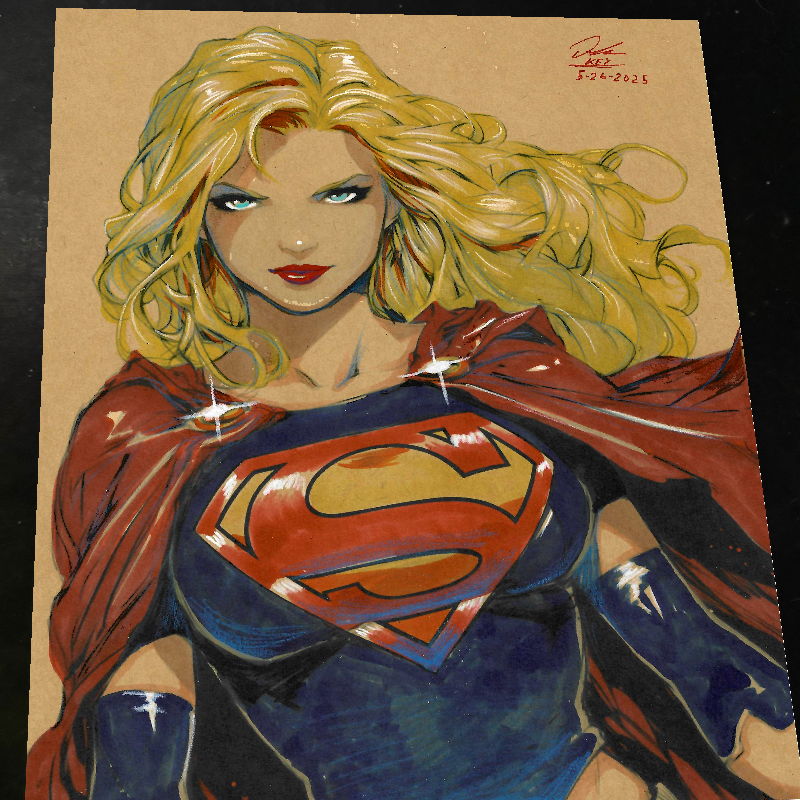 Supergirl DC Art Print Signed 8.5x11 | Art by Keyeske