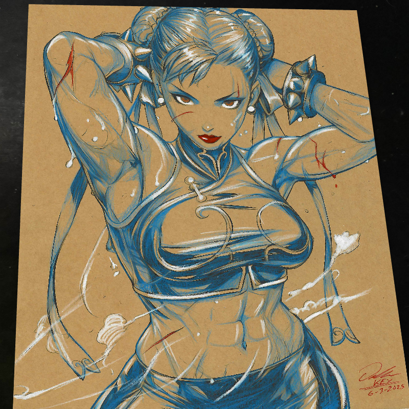Chun Li Street Fighter Art Print Signed 8.5x11 | Art by Keyeske