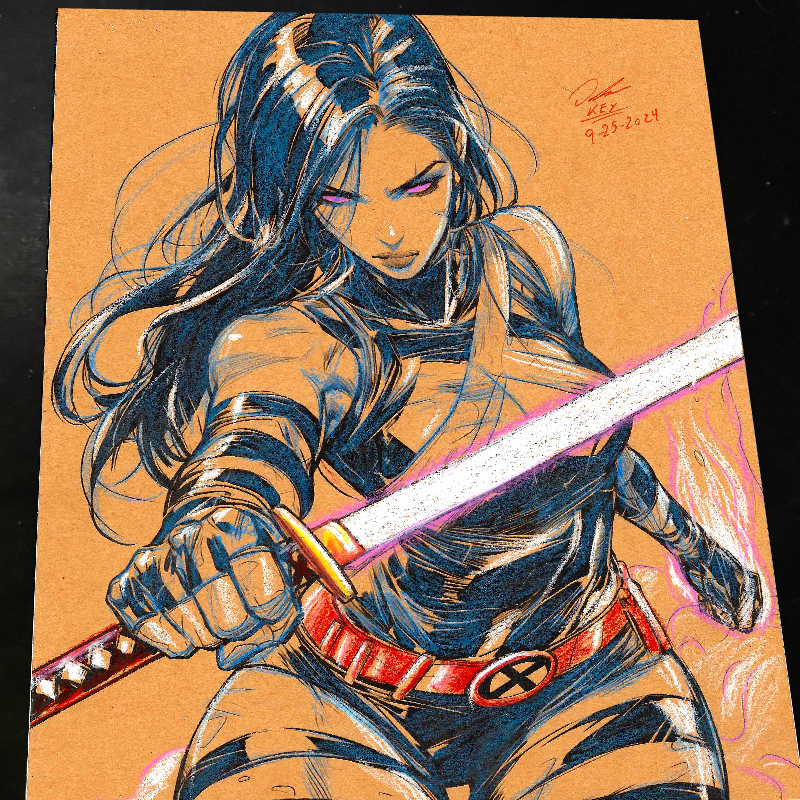 Psylocke Art Print Signed 8.5x11 | Art by Keyeske