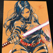 Psylocke Art Print Signed 8.5x11 | Art by Keyeske