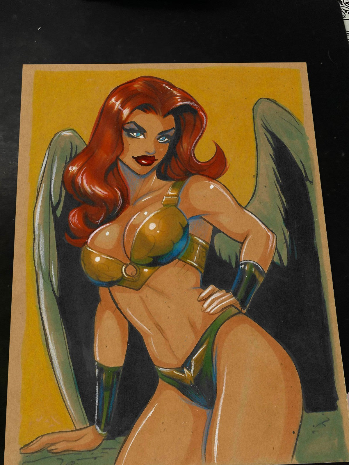 Hawkgirl Art Print Signed 8.5x11 | Art by Keyeske