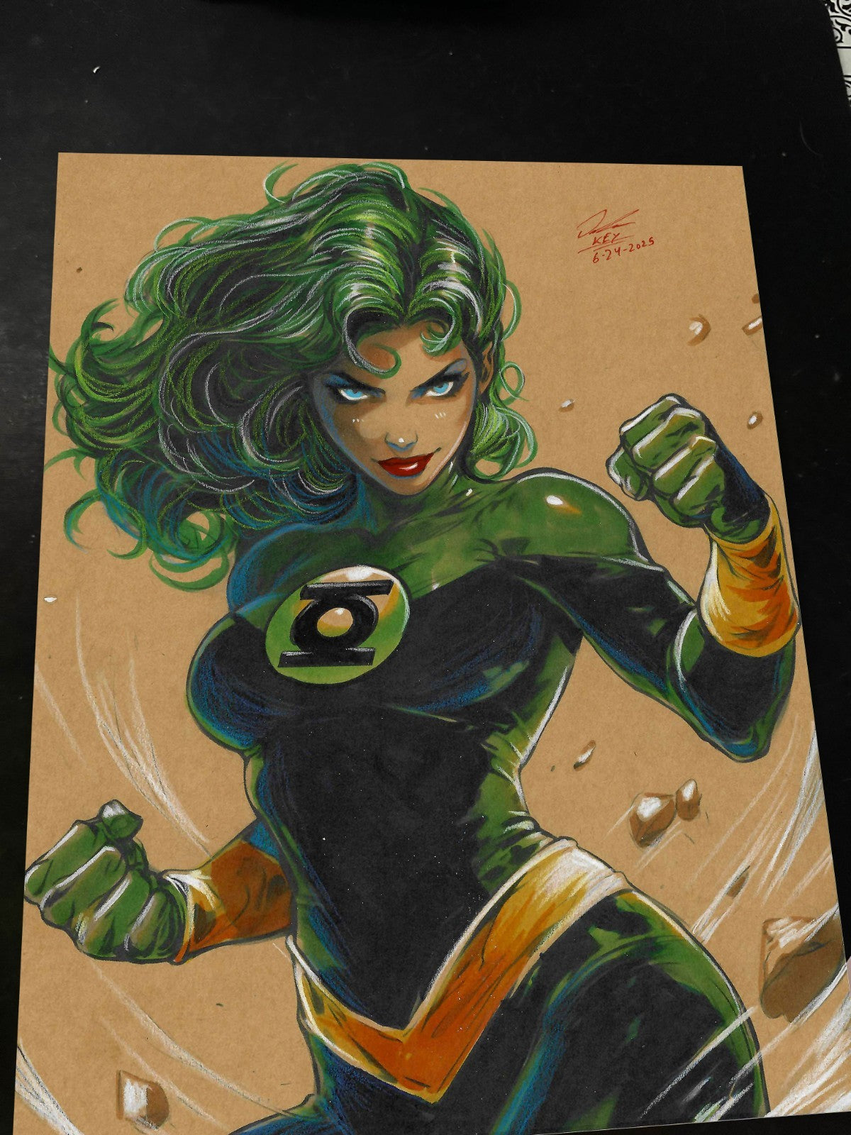 Jade Green Lantern Art Print Signed 8.5x11 | Art by Keyeske