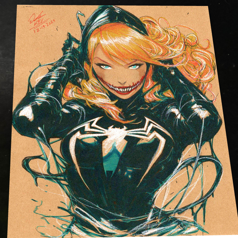 Gwen Stacy x Venom - Marvel art print by Keyeske