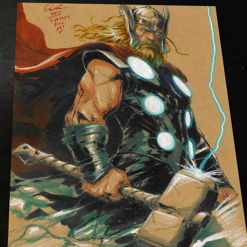 Thor Art Print Signed 8.5x11 | Art by Keyeske