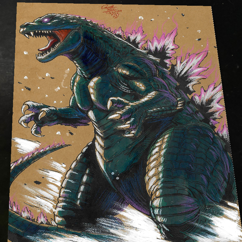 Godzilla King of the Monsters Art Print Signed 8.5x11 | Art by Keyeske